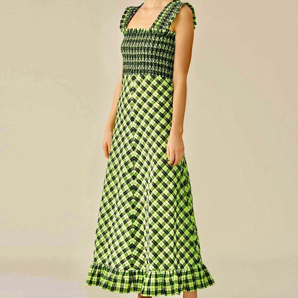 Ganni seersucker gingham dress